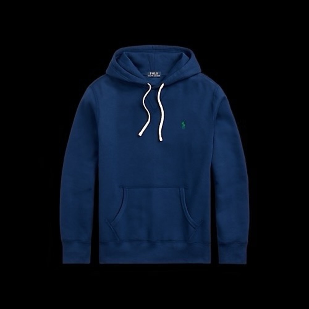 Polo Ralph Lauren Mens XXL Navy Blue Fleece Pullover Hoodie Green Pony Logo